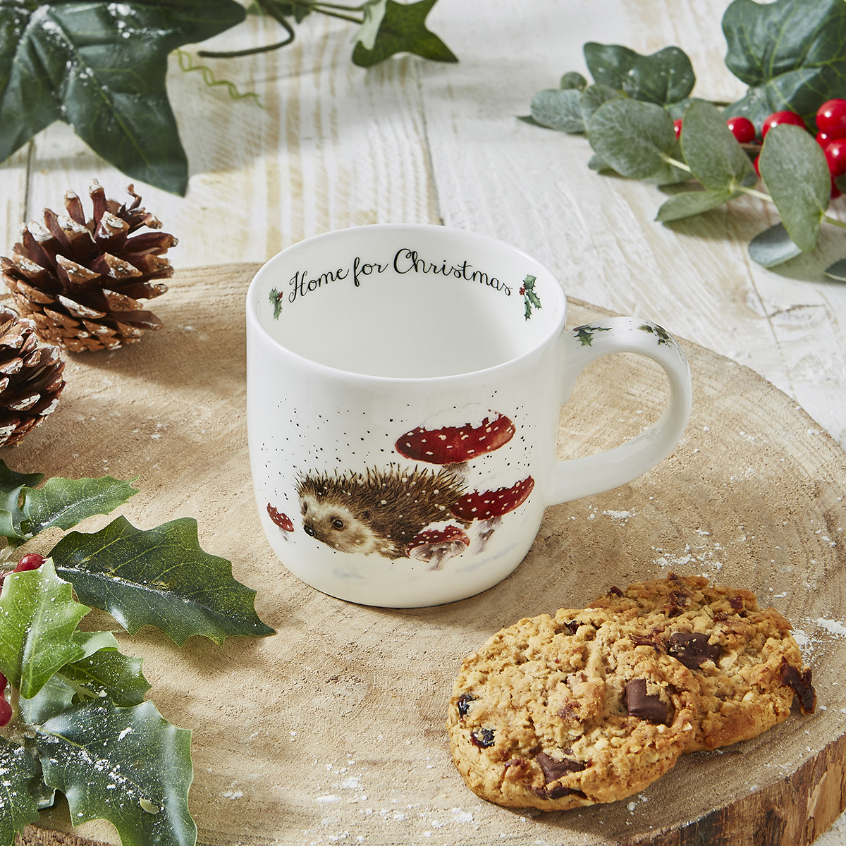 Wrendale Designs Home for Christmas Mug (hedgehog) image number null